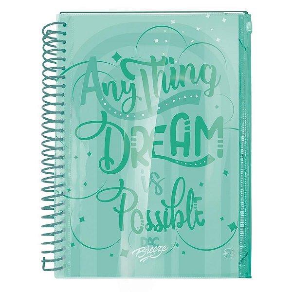 Caderno 10X1 Capa Dura Colegial Breeze VERDE160FCOM Malote