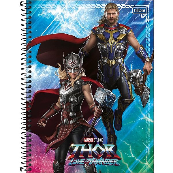 Caderno 10X1 Capa Dura THOR AMOR e Trovão 160 Folhas - Pacote com 4