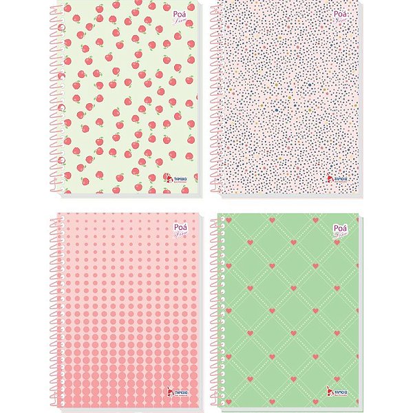 Caderno 10X1 Capa Dura Poá – 160 Folhas, Pacote com 04 Unidades