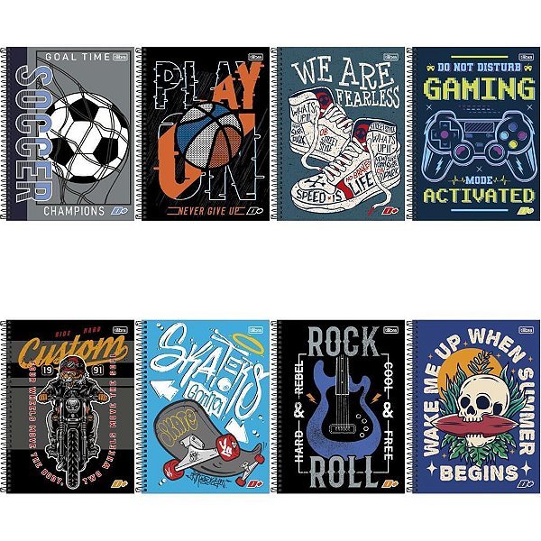 Caderno 10X1 Capa Dura D+ Masculino 200 Folhas - Pacote com 4 Unidades