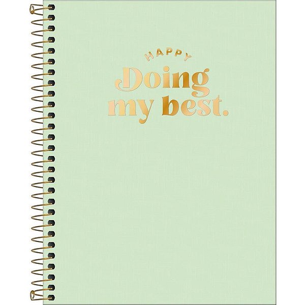 Caderno 01X1 Capa Dura Colegial HAPPY PP Verde 80FLS PCT com 05