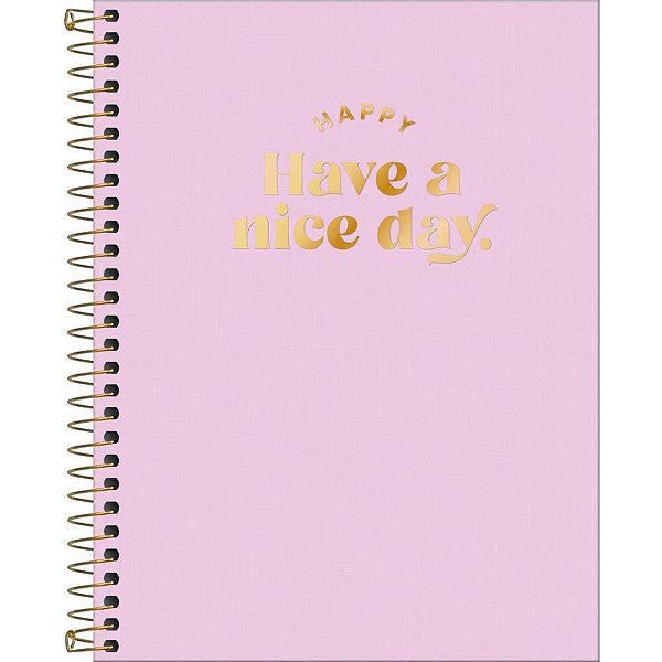 Caderno 01X1 Capa Dura Colegial HAPPY PP Rosa 80FLS PCT com 05