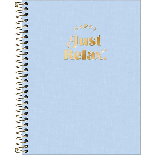 Caderno 01X1 Capa Dura Colegial HAPPY PP Azul 80FLS PCT com 05