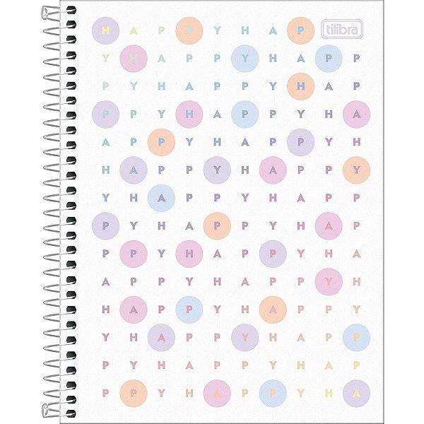 Caderno 1X1 Capa Dura Colegial HAPPY 80 Folhas Gofrado Pacotye com /05