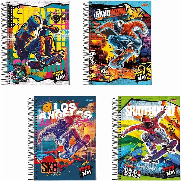 Caderno 01X1 Capa Dura Teen WAY 96 Folhas Pacote com 4 Unidades