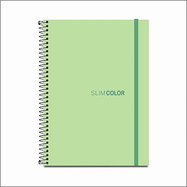 Caderno 01X1 Capa Dura SLIM Color UNIV CPPP Verde 80 Folhas Pacote com 4