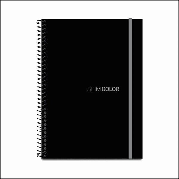 Caderno 01X1 Capa Dura SLIM Color UNIV CPPP Preto 80 Folhas - Pacote com 4 Unidades