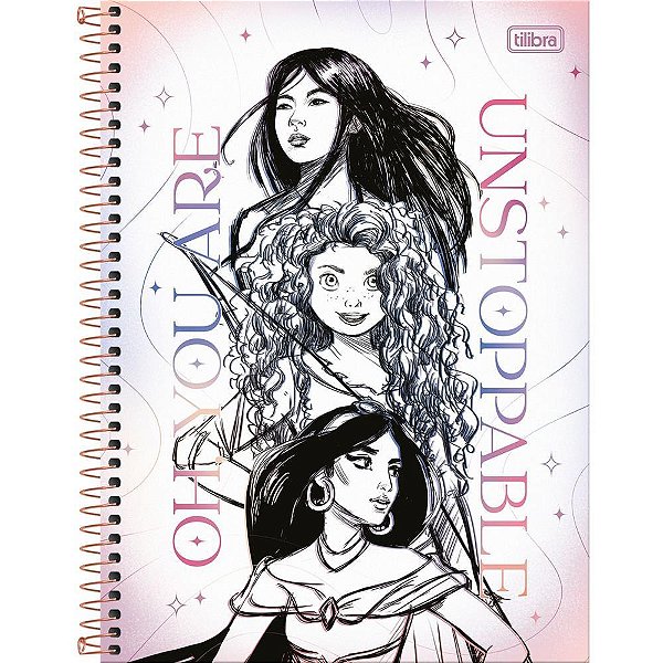 Caderno Espiral Capa Dura Princesas 1X1 - 80 Folhas - Pacote com 4