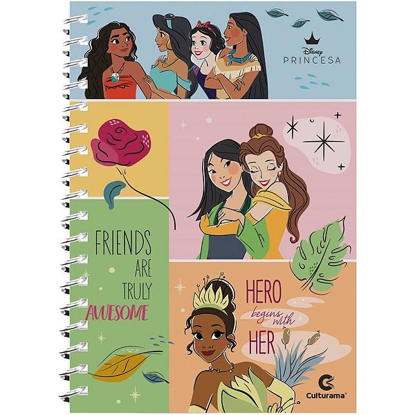 Caderno 01X1 Capa Dura Princesas 80FLS