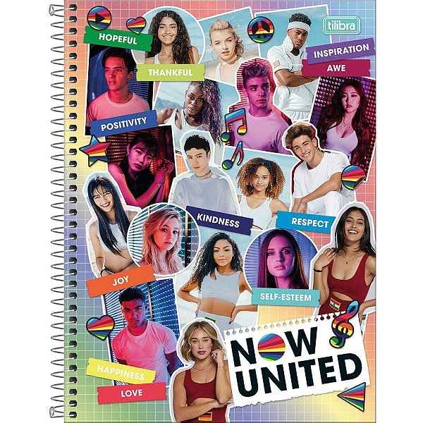 Caderno Espiral Capa Dura NOW United 1 Matéria 80 Folhas - Pacote com 4