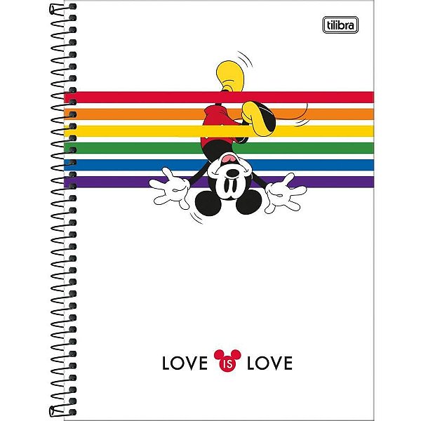 Caderno 01X1 Capa Dura Mickey Rainbow 80 Folhas PCT com 04