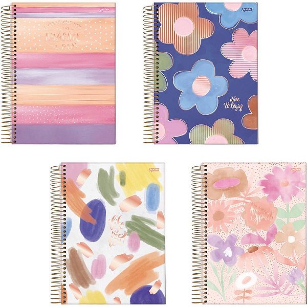 Caderno 01X1 Capa Dura LA Creme 80 Folhas PCT com 04