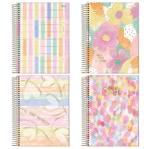 Caderno 01X1 Capa Dura LA Creme 80 Folhas Pacote com 04