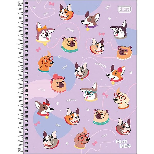 Caderno 1X1 Capa Dura HUG ME 80 Folhas Pacote com 4