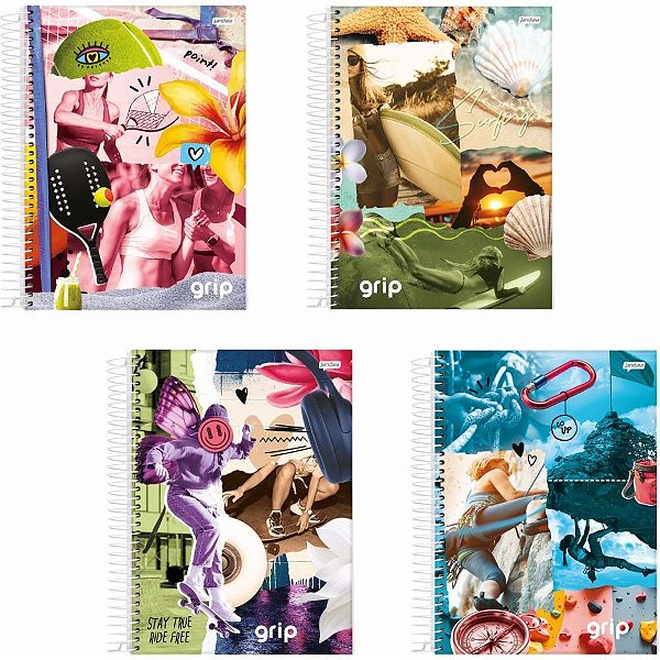 Caderno 1X1 Capa Dura GRIP 80 Folhas - Pacote com 4 Unidades