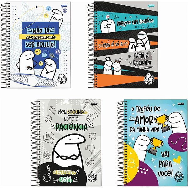 Caderno 01X1 Capa Dura FLORK 80 Folhas Pacote com 04