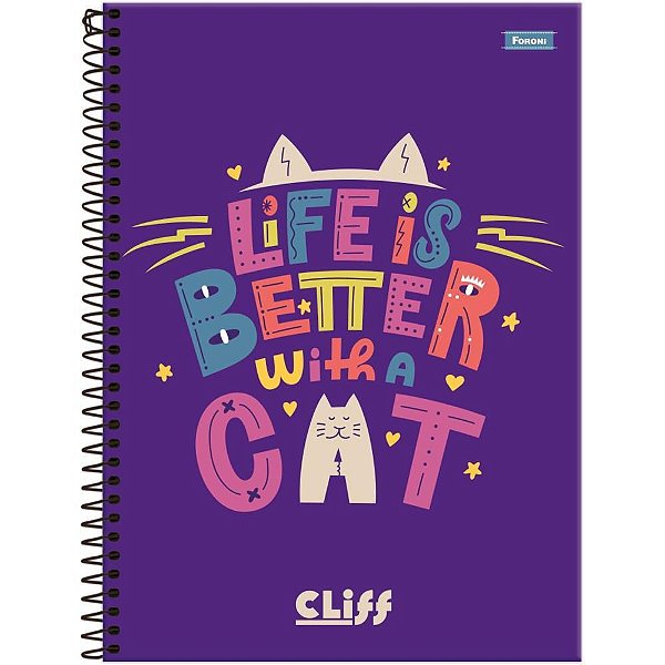 Caderno Espiral Capa Dura CLIFF Feminino 80 Folhas Pacote com 4