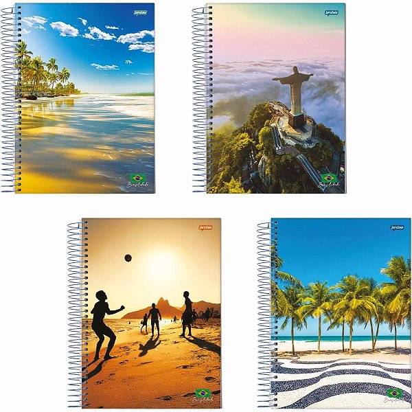 Caderno 01X1 Capa Dura Brasilidade 96 Folhas Pacote com 04