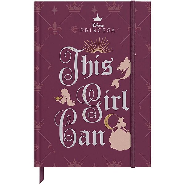 Caderneta Princesas com Elástico 64F 14,5X