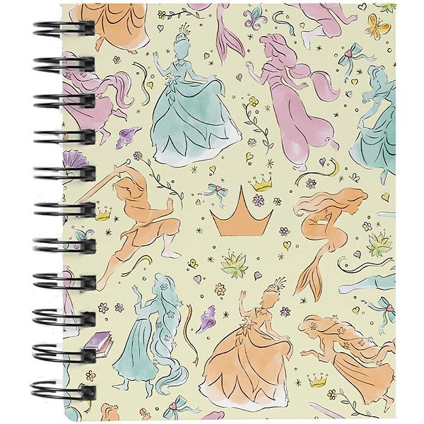 Caderneta Princesas 80 Folhas Espiral Capa Dura 15X11,5CM