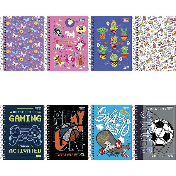 Caderneta Espiral Capa Dura D+ 1/8 96 Folhas - Pacote com 4 Unidades