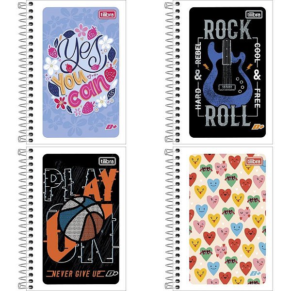 Caderneta 1/8 Espiral D+ Capa Flexível 96 Folhas - Pacote com 24 Unidades