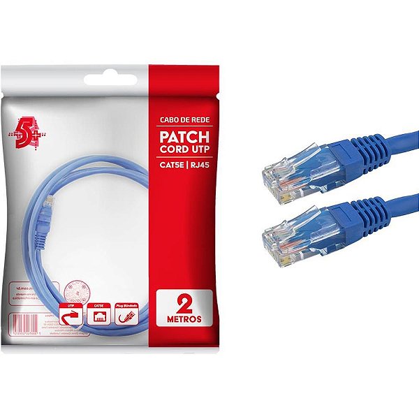 Cabo de Rede PATCH CORD CAT5E UTP 2M Azul