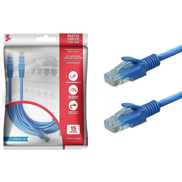 Cabo de Rede PATCH CORD CAT5E UTP 15M Azul