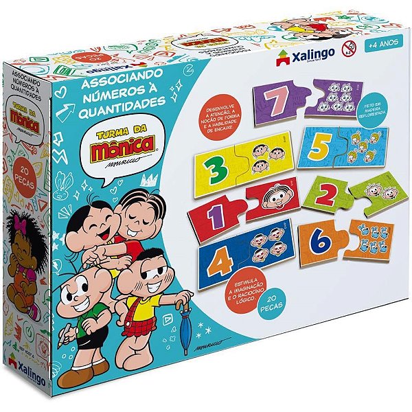 Brinquedo Pedagógico Turma da Mônica Números e Quantidades - 20 Peças