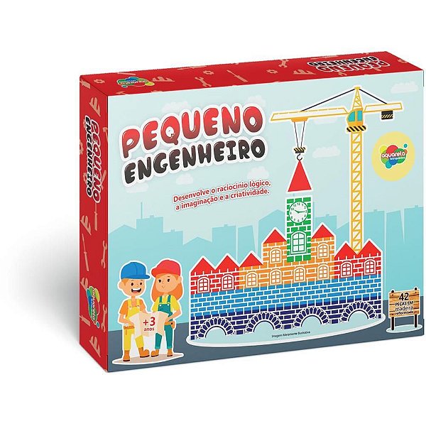 Brinquedo Pedagógico Madeira Pequeno Engenheiro 42 Peças