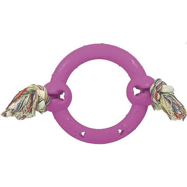 Brinquedo para PET ANEL Maciço com Corda Rosa M