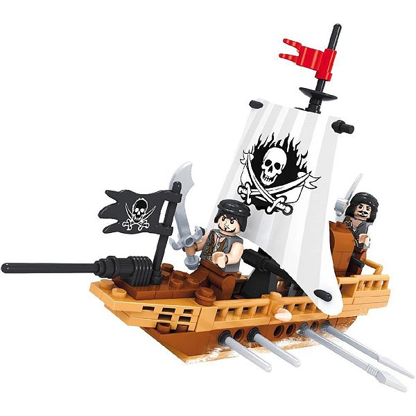 Brinquedo para Montar Piratas Navio Batalha -100 Peças