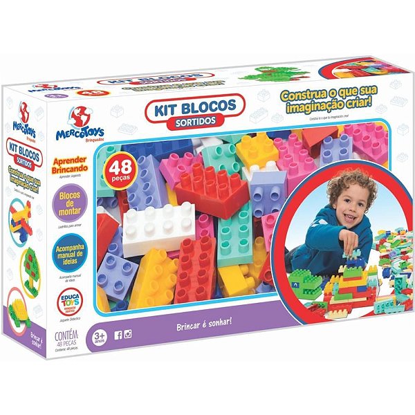 Brinquedo para Montar KIT Blocos 48 PCS Sortidos