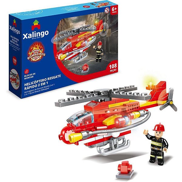 Brinquedo para Montar Helicóptero Resgate 108 Peças