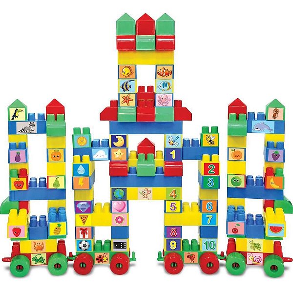 Brinquedo de Montar Castelinho 128 Peças com 55 Adesivos