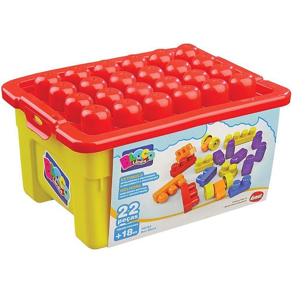 Brinquedo para Montar BOX BLOCK com 22 Peças