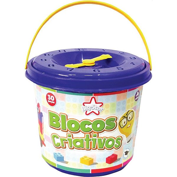 Brinquedo para Montar Blocos Criativos 30 Peças com Balde
