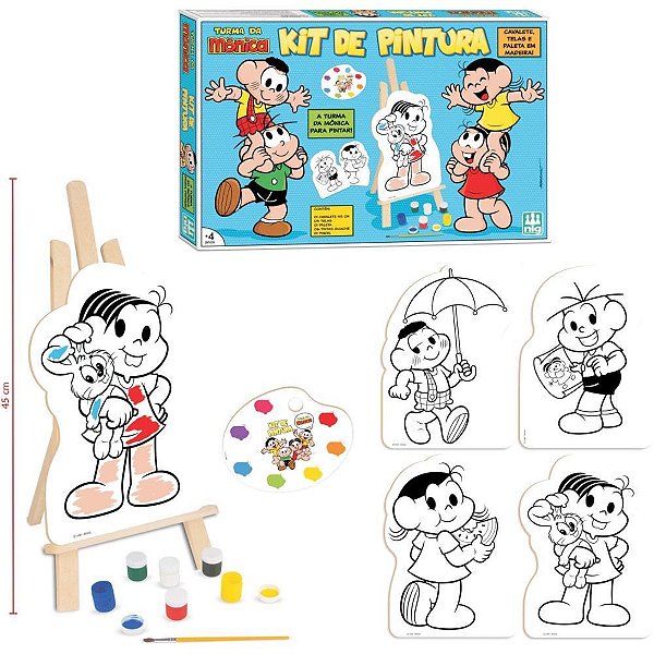 Brinquedo para Colorir Turma da Mônica - KIT de Pintura
