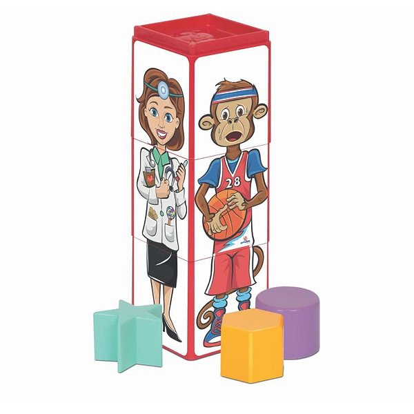 Brinquedo para Bebê Cubinhos 4 em 1 Expressões
