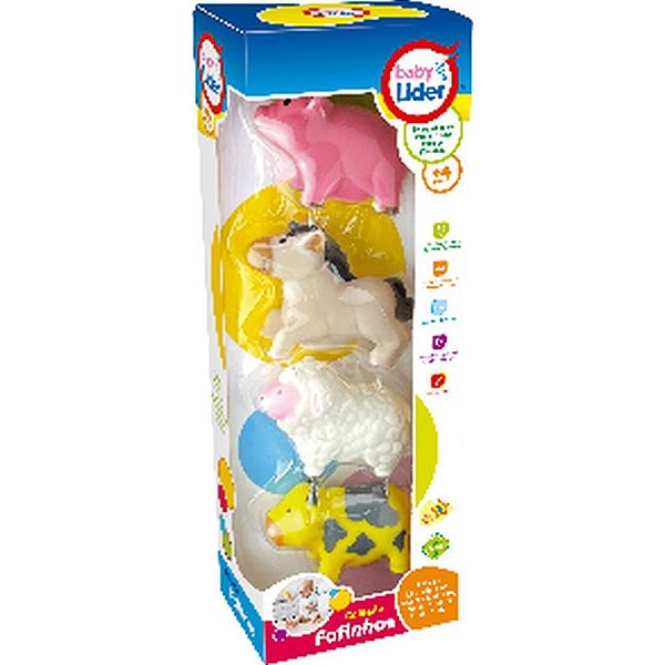 Brinquedo para Bebê Coleção Fofinhos Fazendinha - Caixa com 4 Unidades