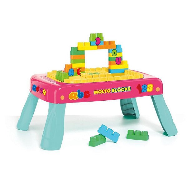 Brinquedo Educativo Mesinha Criativa com 20BLOCOS RS