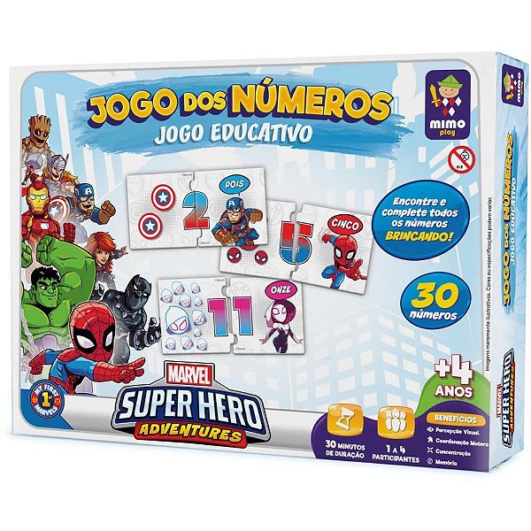 Brinquedo Educativo Marvel Jogo dos Números 60 Peças