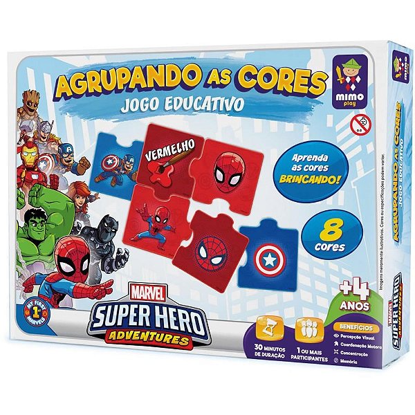 Brinquedo Educativo Marvel Agrupando as Cores 32 Peças