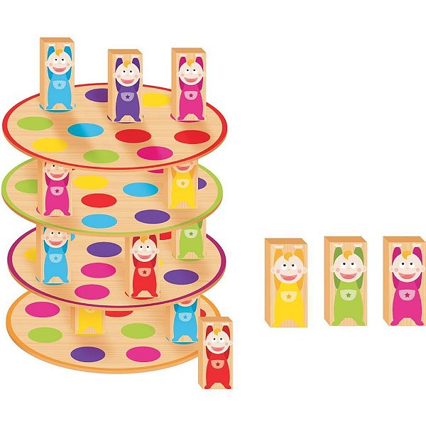 Brinquedo Educativo Equilibra Bebês em Madeira