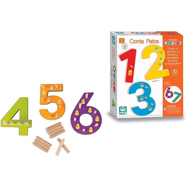 Brinquedo Educativo Conta Patos - 10 Peças e 50 Pinos