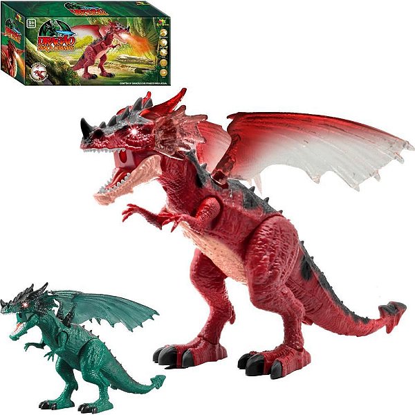 Brinquedo Diverso Dragão Solta Fumaca com LUZ e SM