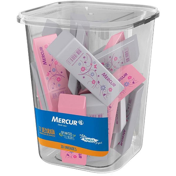 Borracha Decorada ROSA/BRANCA Pote com 30 Unidades