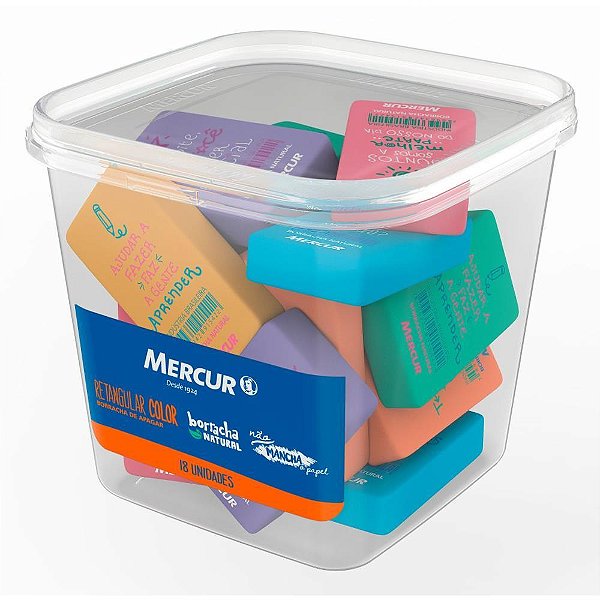 Borracha Decorada Natural Retangular Frases - Pote com 18