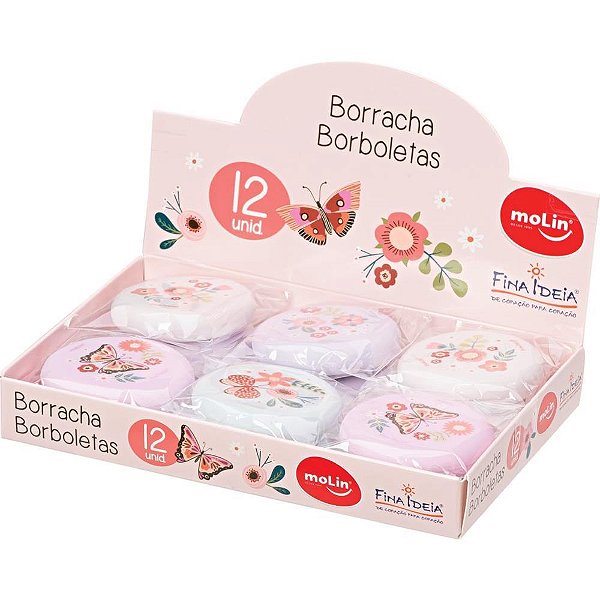 Borracha Decorada Borboletas (S) Caixa com 12