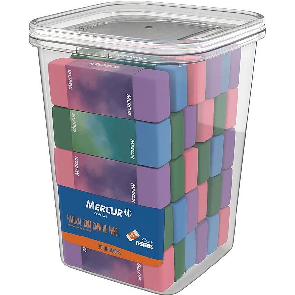 Borracha Colorida Natural Bicolor com Capa de Papel Pote com 30 Unidades
